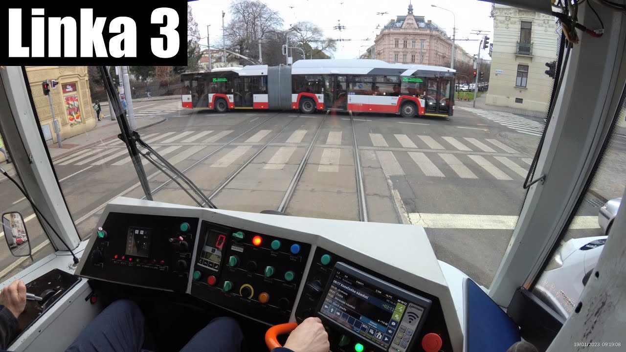 Linka 3 Brno -- Rakovecká - Stará osada [2x ČKD DS T3R] [Tram Cab View]