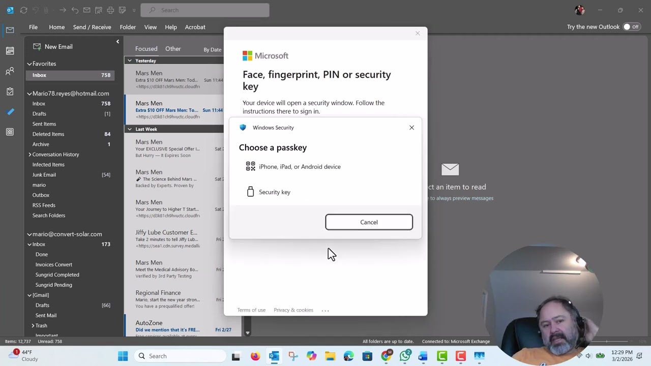 Adding outlook to your email