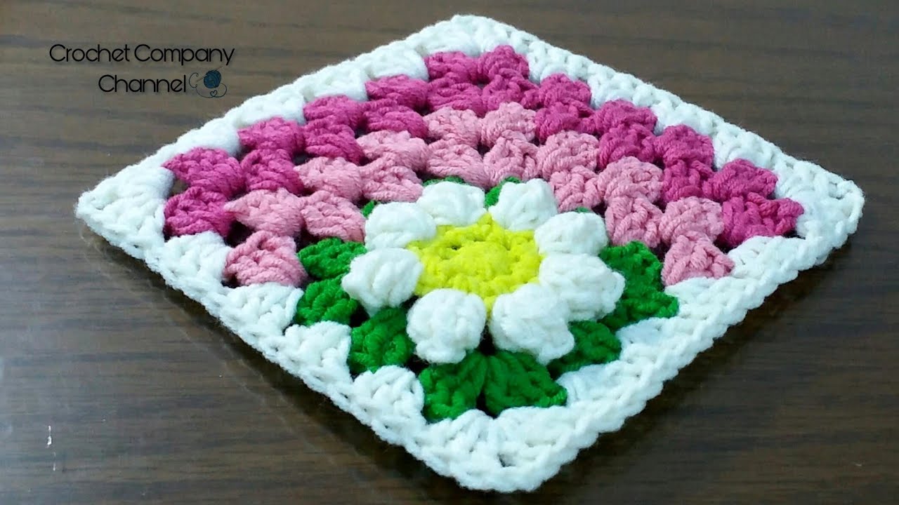 كروشيه مربع الجرانى بورده جانبيه _ Crochet Granny Square