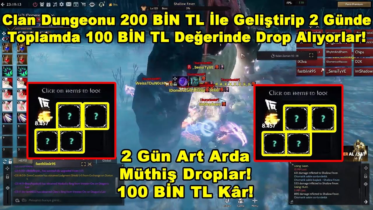 DomenicoWacco - Clan Dungeonu 200 BİN TL İle Geliştirip 2 Günde Toplam 100 BİN TL Drop Aldılar!