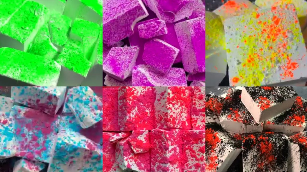 Powdery & Crunchy dyed Blocks Crush edit❤️ Cr@Cometluvsasmr