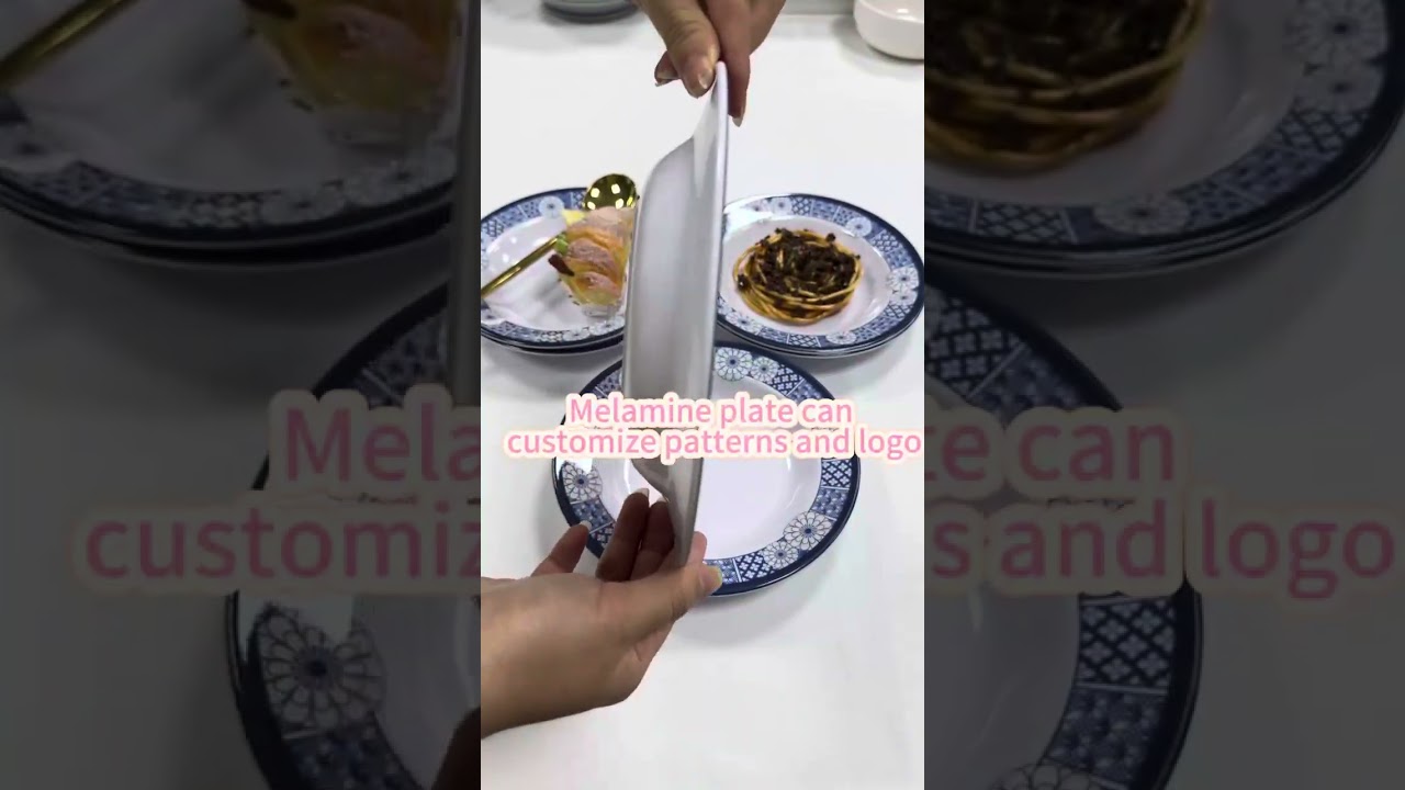 Custom Cheap Restaurant Hotel Blue Floral Print 8 Inch Melamine Soup Plates
