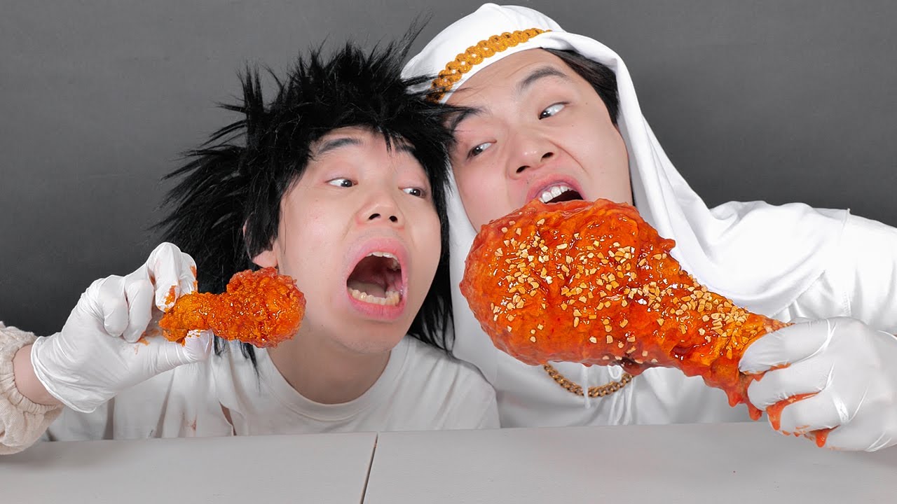 Кушайте гигантские острые курицы Mukbang Giant Spicy Chicken