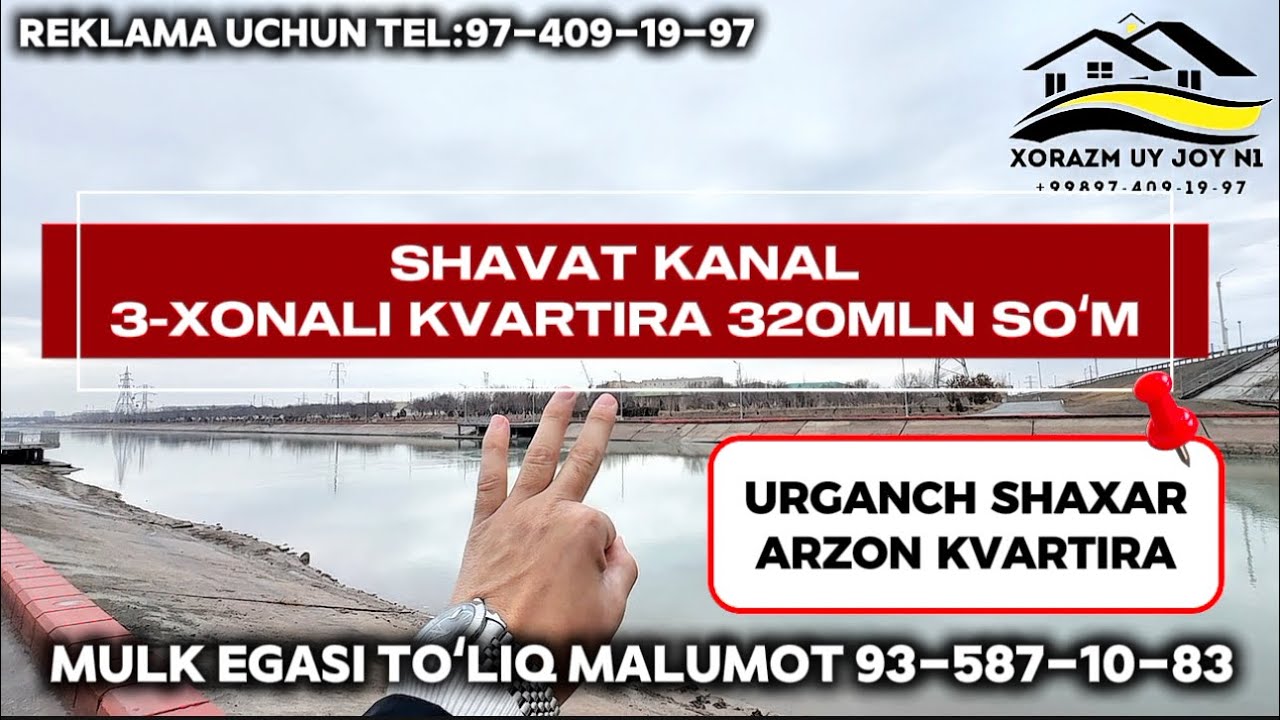 🔥SOTILDI🔥Urganch shaxar shavat kanal boyida yangi domda 3-xonali kvartira ayrim jixozi bn zudlik bn