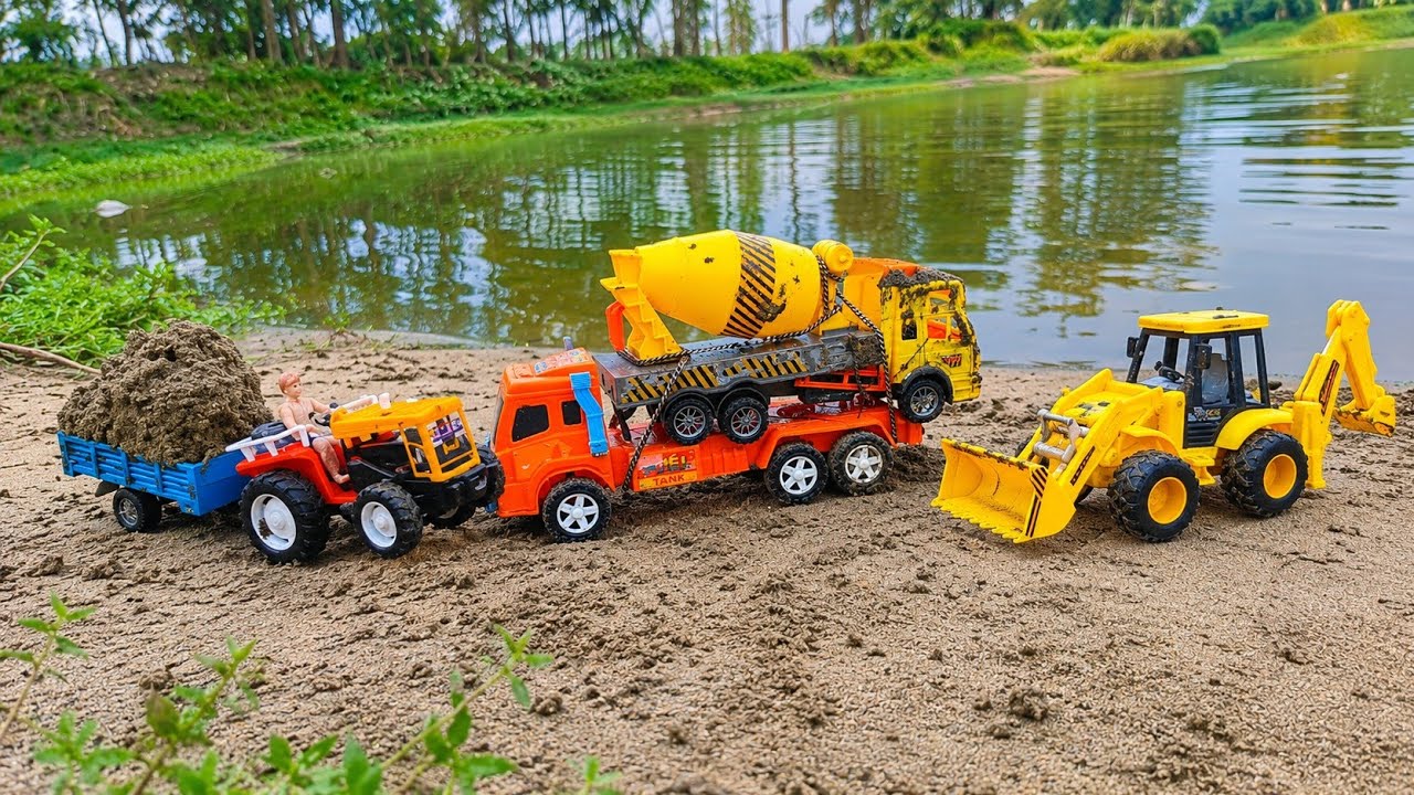 🚜 JCB 5DX Swaraj Tractor Dumper Tipper Construction Toys | Sand Loading & River Side Worksite 
