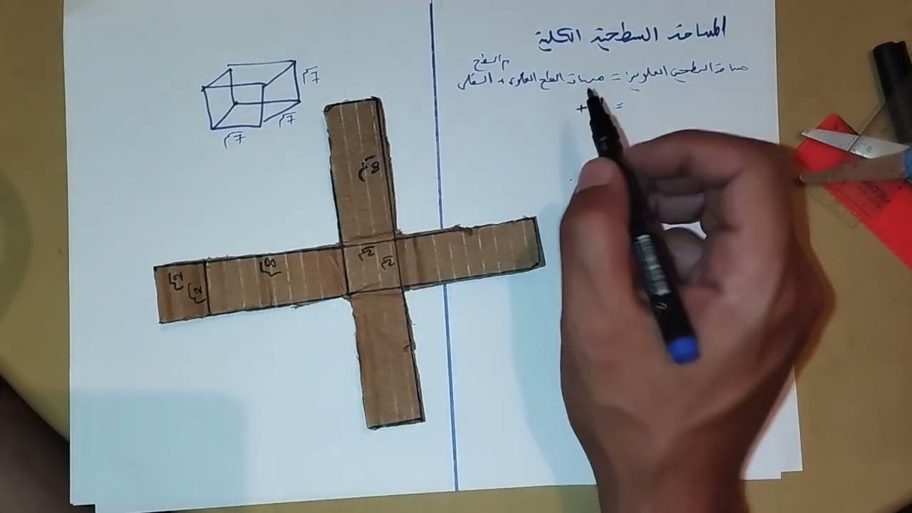 المساحة السطحية الكلية | التوضيح من خلال مجسم