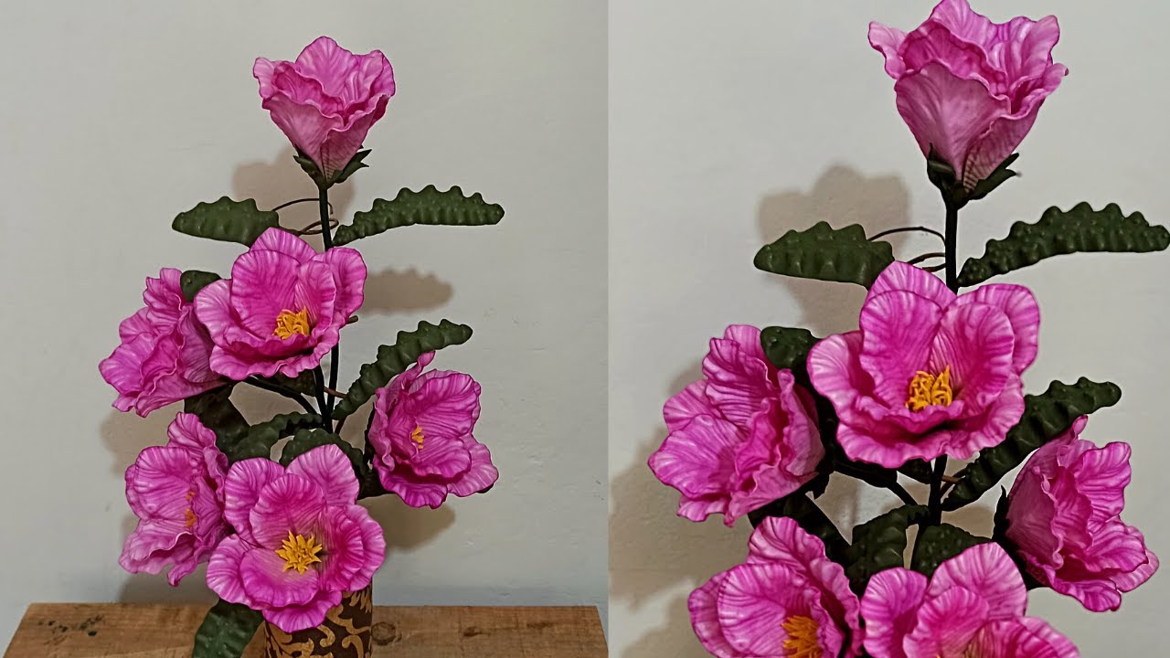 lindo arranjo com a flor de filó de E.V.A