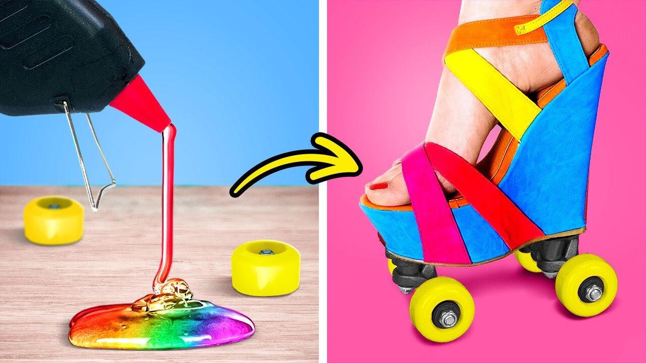 TĘCZOWE BUTY I FAJNE BUTY NA KÓŁKACH || Fantastyczne projekty dla oszczędnych