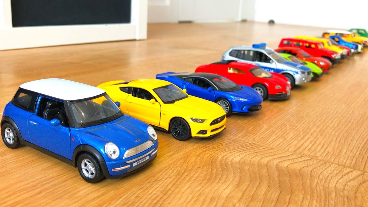 Push Cars forward, Let's Go Pull back cars. Smaller Diecast Model Cars Pushed By Hand - 4K Quality