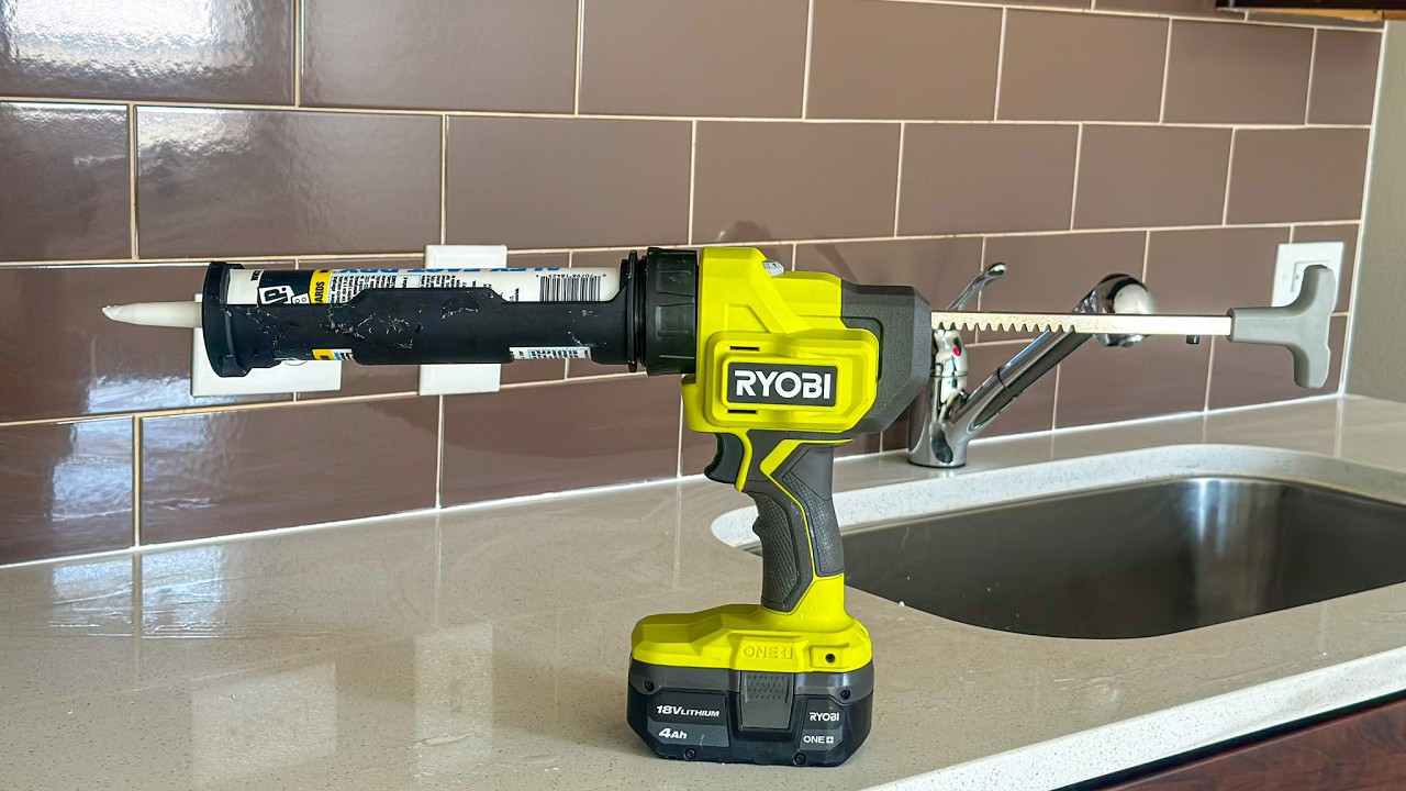 Caulking Kitchen Countertop Backsplash with/Ryobi Caulk Gun