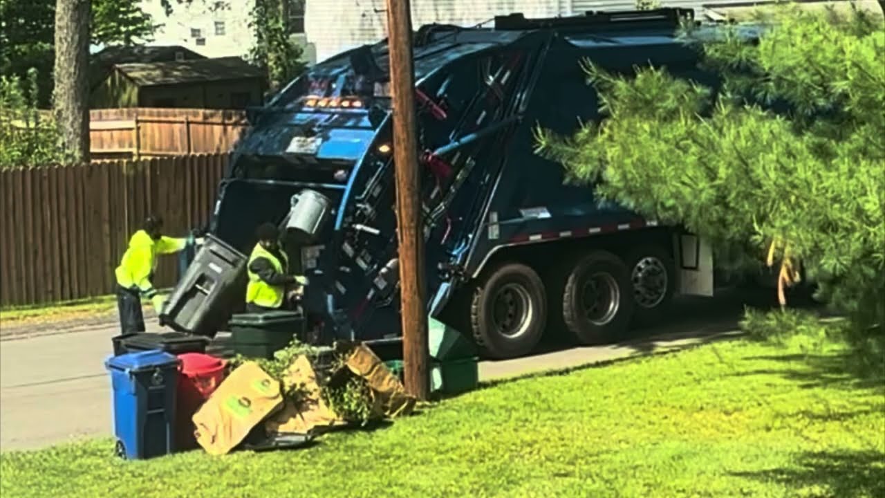 Brand new Republic Services truck Vs a massive yard waste pile