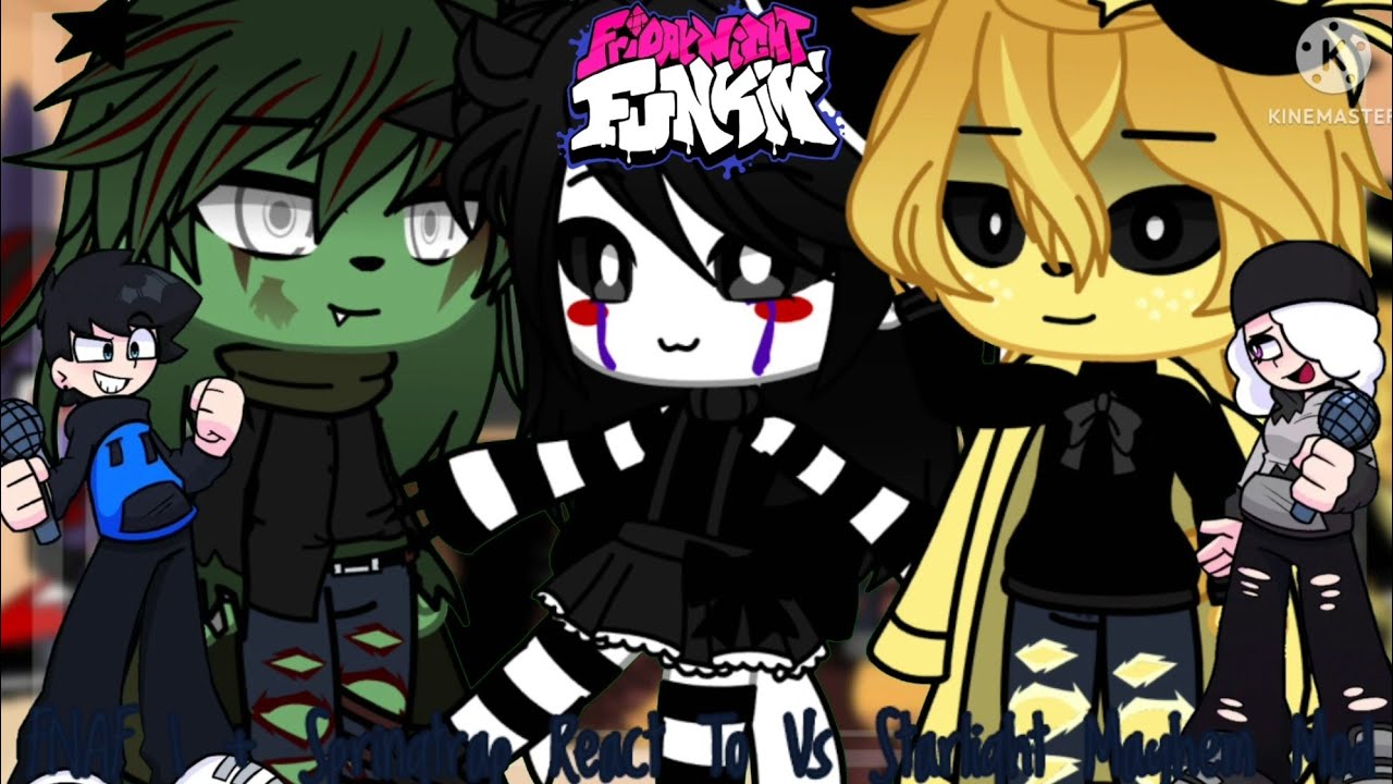 FNAF 1 + Marionette & Springtrap React To FNF Vs Starlight Mayhem Mod || Gacha Club