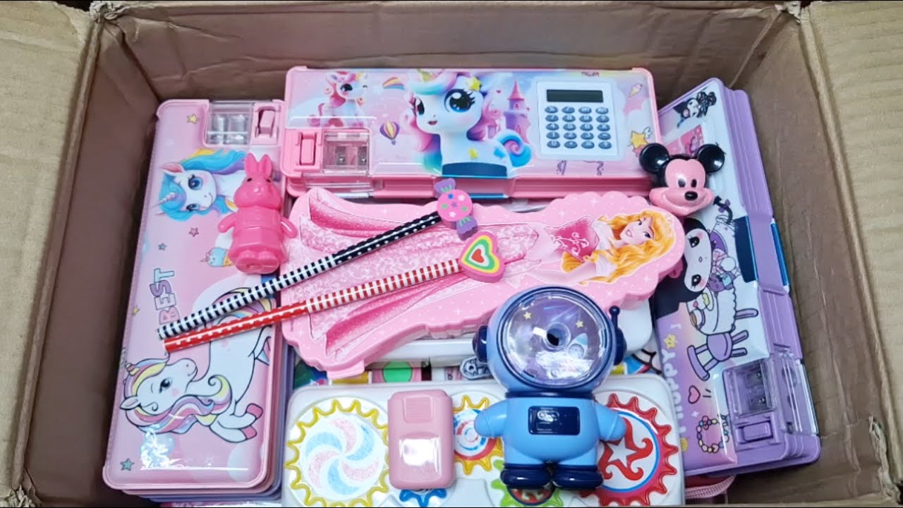 Unboxing Cute Pink Fancy Stationery 📚 3d Eraser, Pencil case, Sketch Board, Key chain, Sharpener