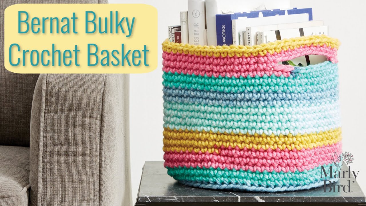 Как связать корзину крючком из толстой пряжи || Bernat POP Bulky Crochet Basket for Beginners