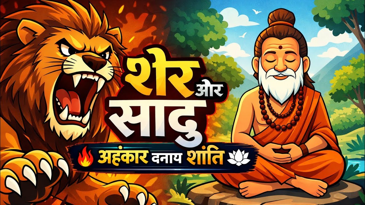 शेर और साधु | panchtanra ki kahani | kahani | animal cartoon | Hindi kahani |Moral story 