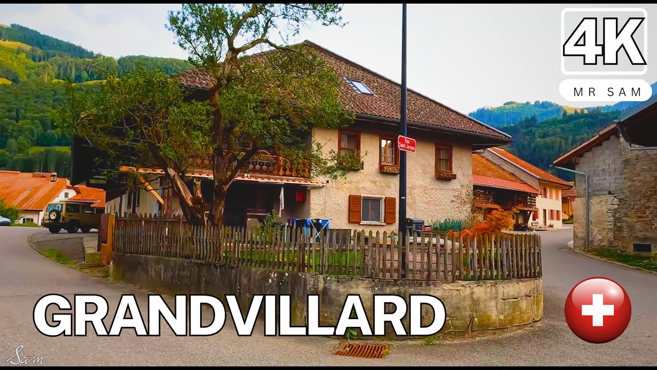 Grandvillard , Switzerland _ walking tour in the magnificent village in Canton Fribourg 4k 🇨🇭