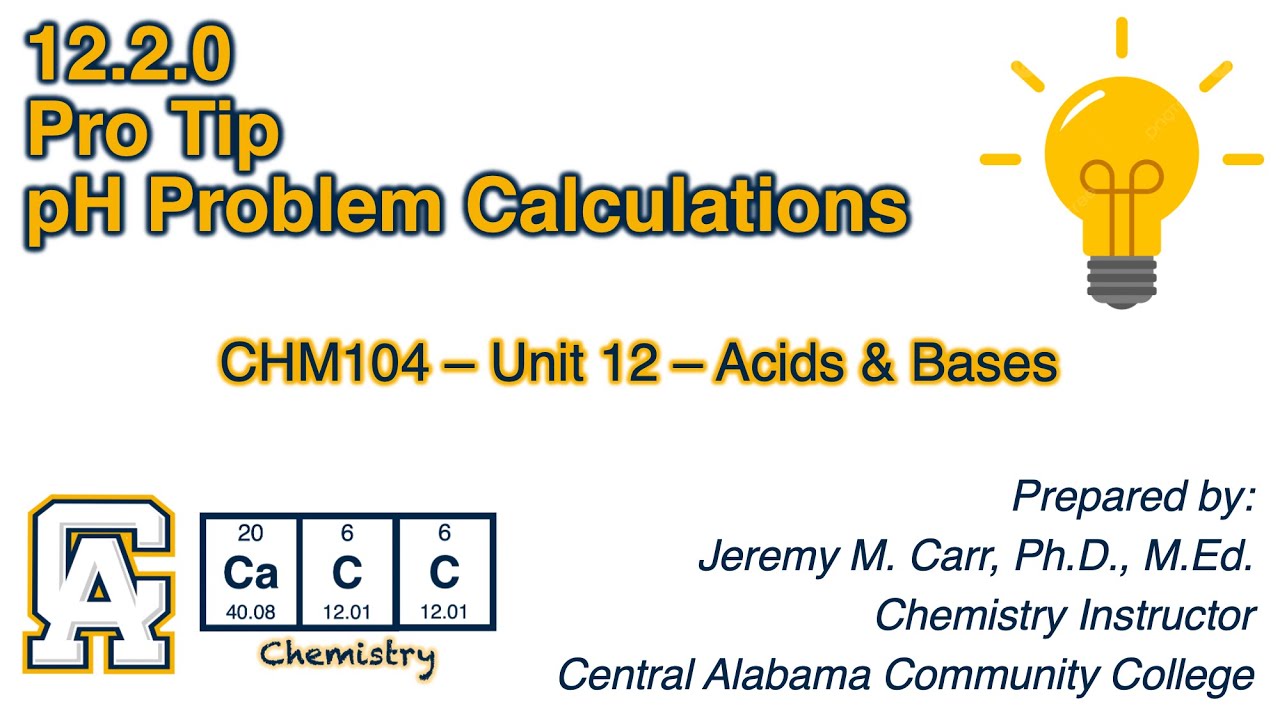 CHM104 - 12.2.0 - Pro Tip - Using a Calculator to solve pH Problems