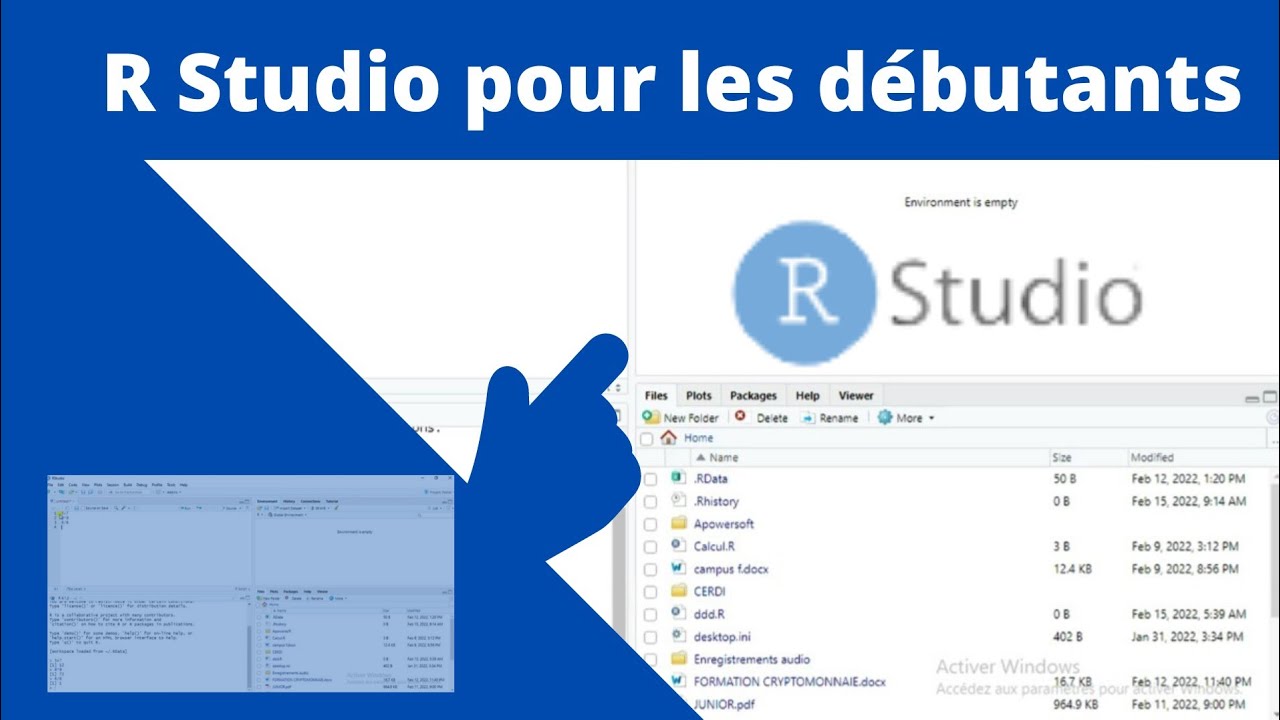 prise en main du logiciel R Studio| présentation de l'interface R Studio.