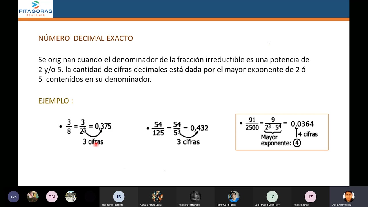 Fracciones: Números Decimales - Aritmética  / Clase virtual / Academia Pitágoras UNI