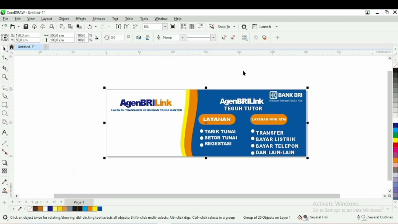 trik mudah cara membuat spanduk agenbrilink di coreldraw