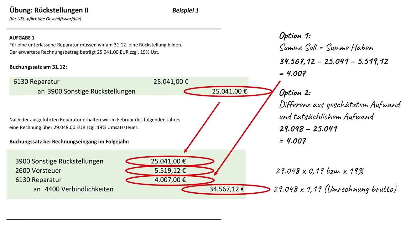 Buchen von Rückstellungen - Schritt-für-Schritt Anleitung