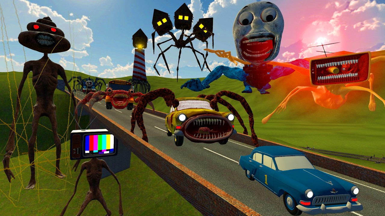 ALL MONSTERS OLD Big & Small: Car Eater,School Bus Eater,Car Bus Eater vs New Trevor Henderson GMOD!