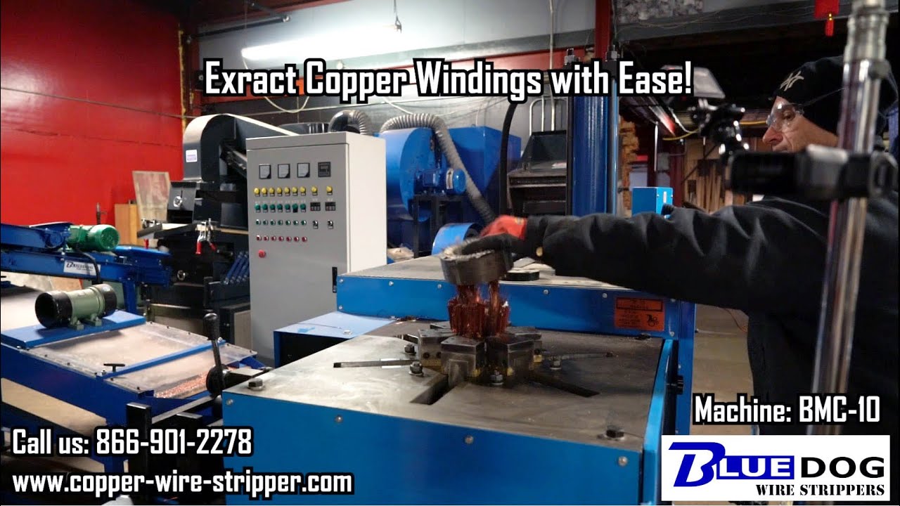 Electric Motor Recycling Machine - Bluedog BMC-10.  Extract Copper Windings with Ease