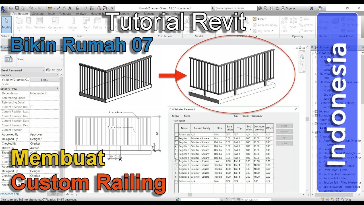 REVIT BIKIN RUMAH 07 – Pembuatan custom railing