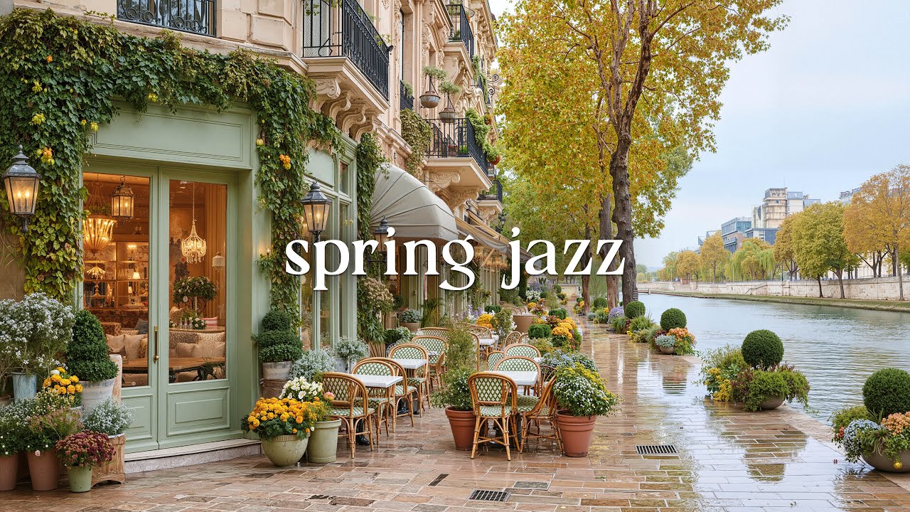 Fresh Garden Morning Jazz | Relaxing Jazz Music In A Cozy Green Café For Stress Relief & Focus