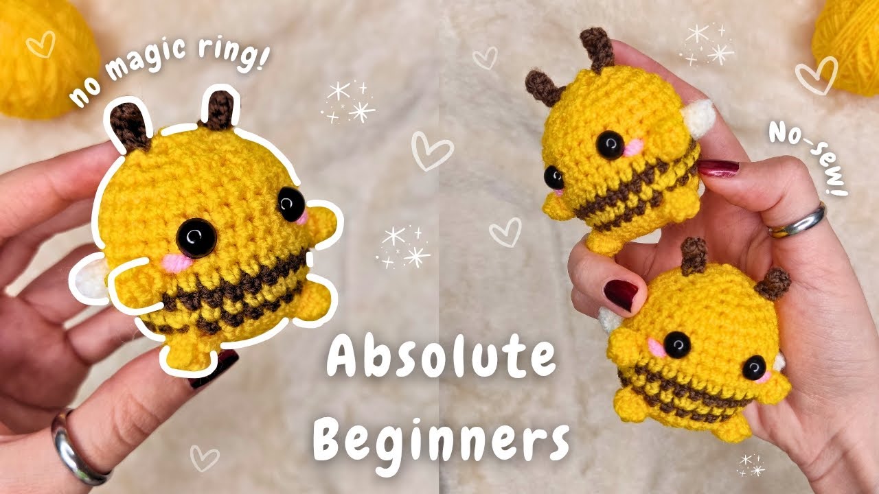 Your First Crochet Project? Make This Cute Amigurumi Bee 🐝 Easy Crochet Bee Tutorial! (No-sew)