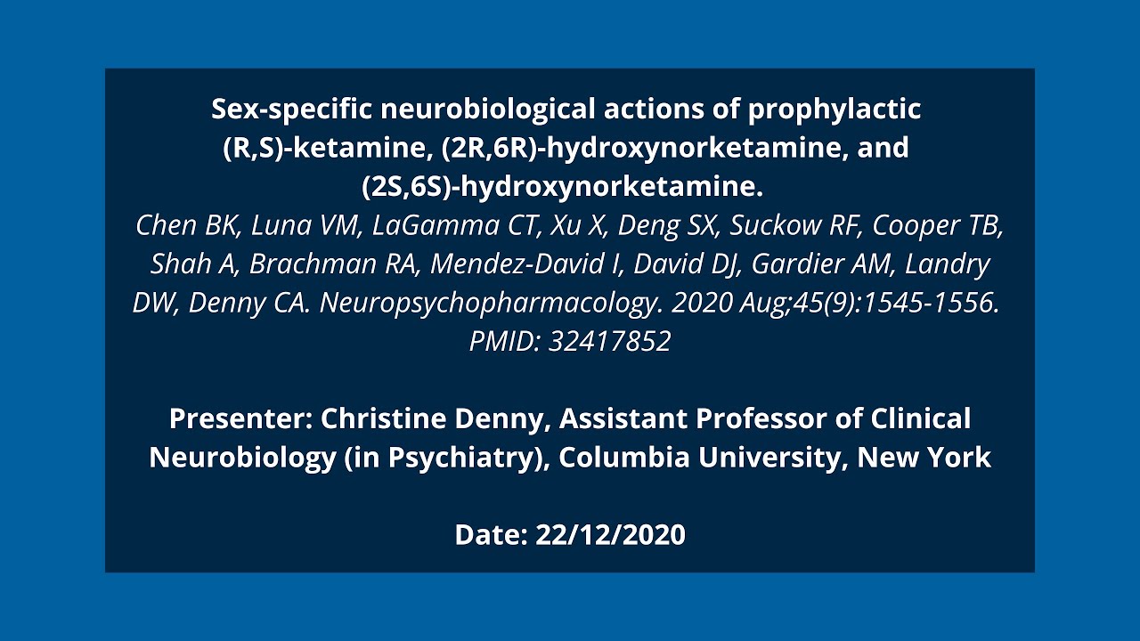 4. Sex-specific neurobiological actions of prophylactic (R,S)-ketamine, (2R,6R) and (2S,6S)