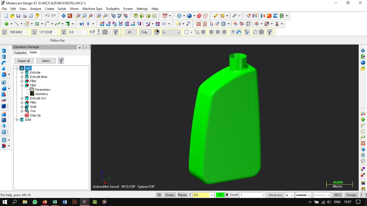 Mastercam X5 || 3D Modelling #47 || bottle