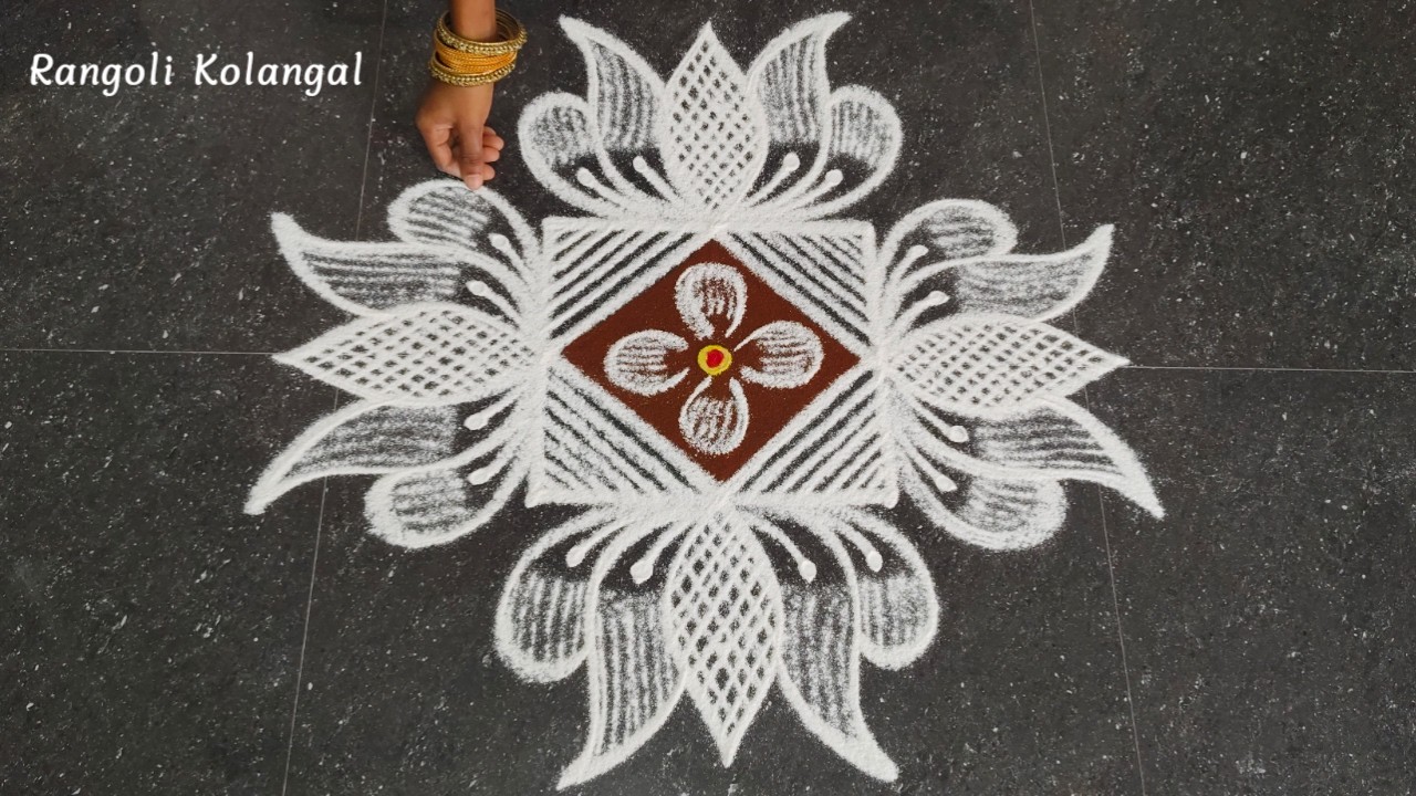 Beautiful Lotus Padi Kolam Design  |5*1 Creative Rangoli Kolam |Padi Kolam Muggulu |Rangoli Kolangal