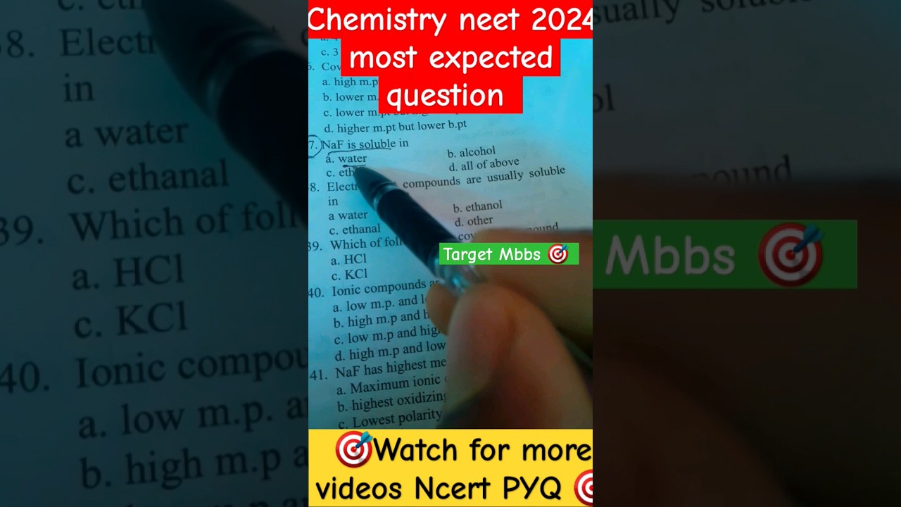 chemistry neet 2024 most expected questions 