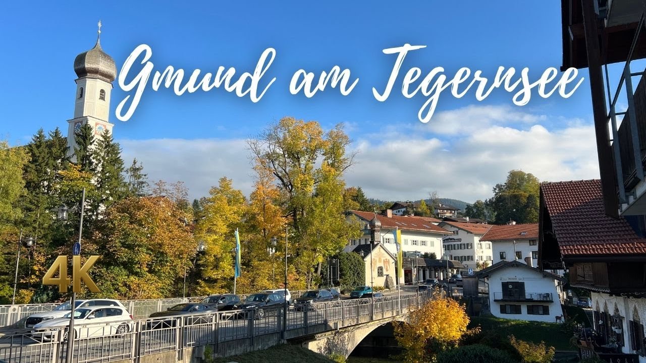 Sunny Afternoon Walk in Gmund am Tegernsee, Bavaria - Autumn 2025 - 4K 60fps
