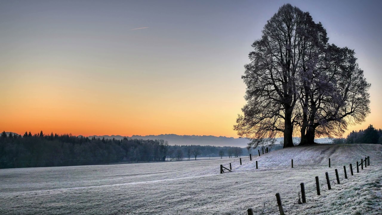 Peaceful Winter Sunset Over Frosted Fields | Silent Nature Screensaver - 2 Hours (No Sound)