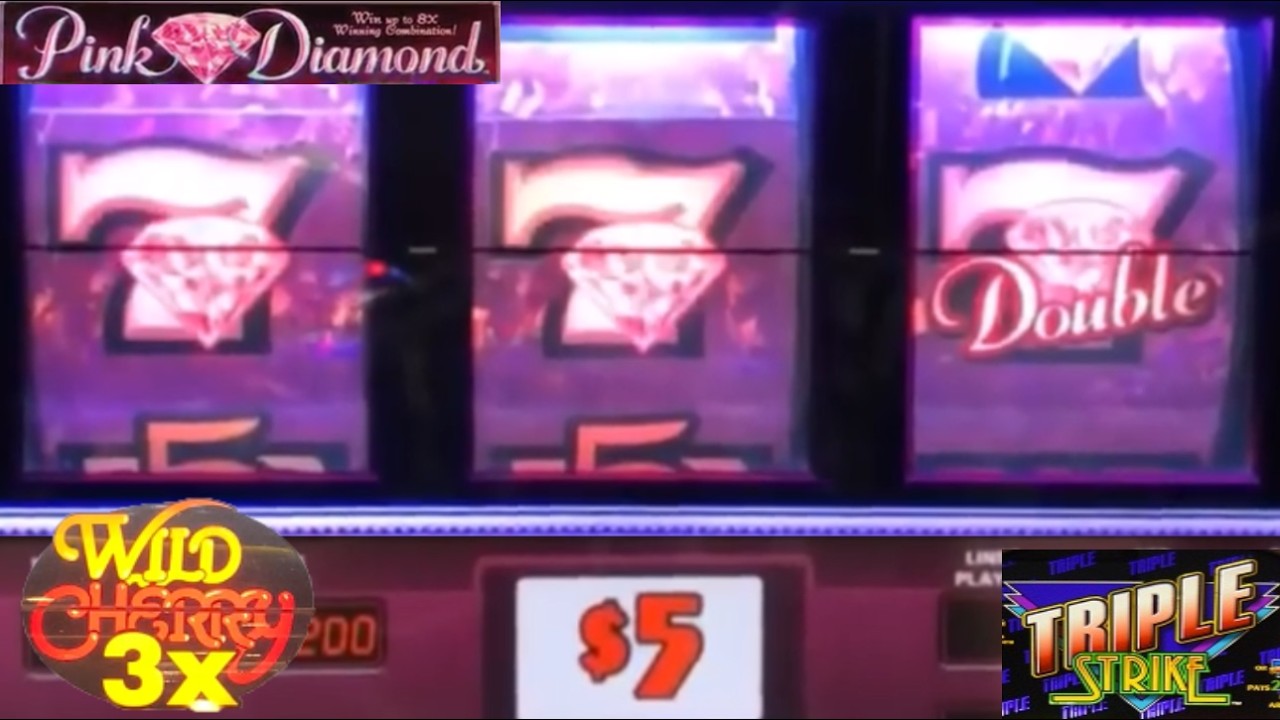 BOOM! BIG WIN on Pink Diamond slots! Triple double Wild Cherry + Triple strike slot play!