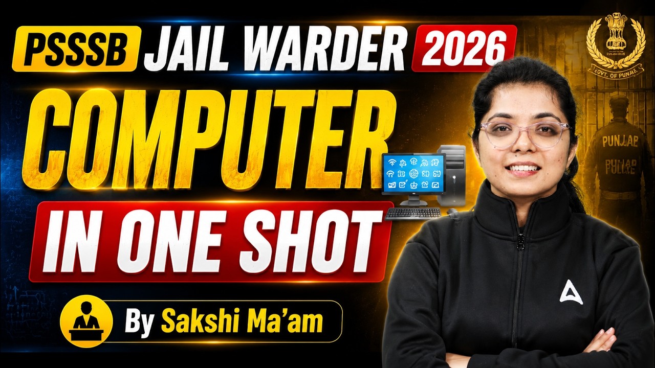 PSSSB Jail Warder Computer Marathon | Computer ONE SHOT for Jail Warder 2026 | By Sakshi Mam