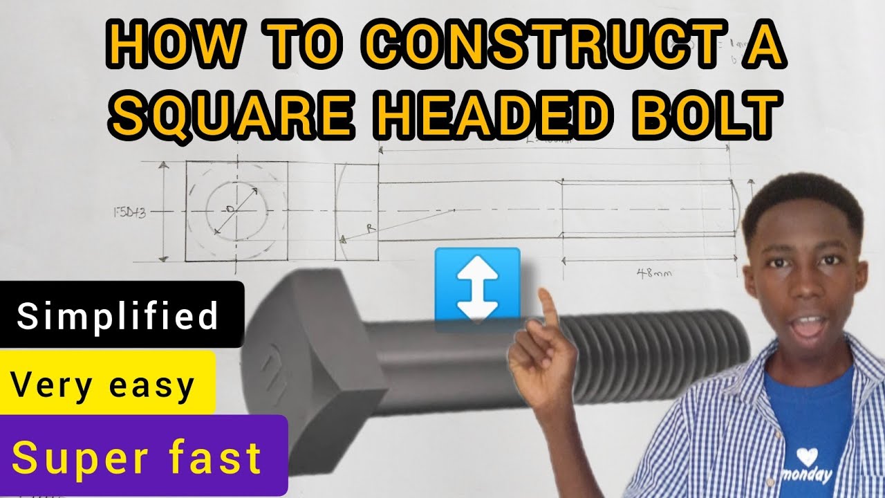 How to draw a square headed bolt (technical drawing)#engineeringdrawing