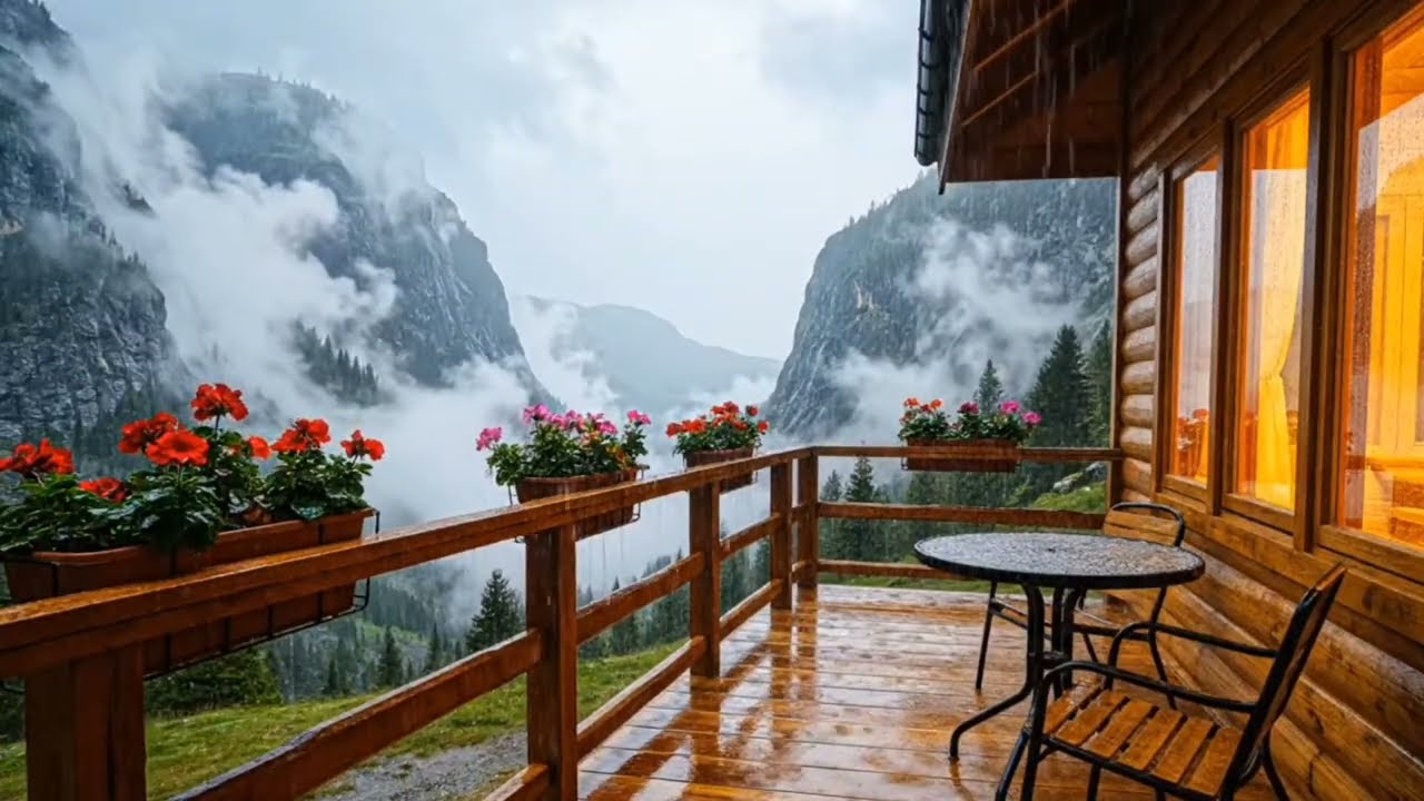 Peaceful Rain on a Wooden Cabin  Cozy Mountain Rain Sounds for Sleep, Relaxation & Anxiety Relief
