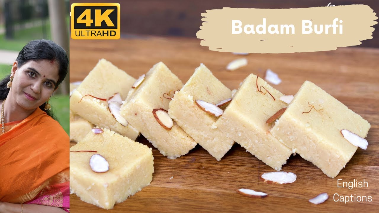 Badam Burfi | Almond Burfi | How to make Badam Burfi