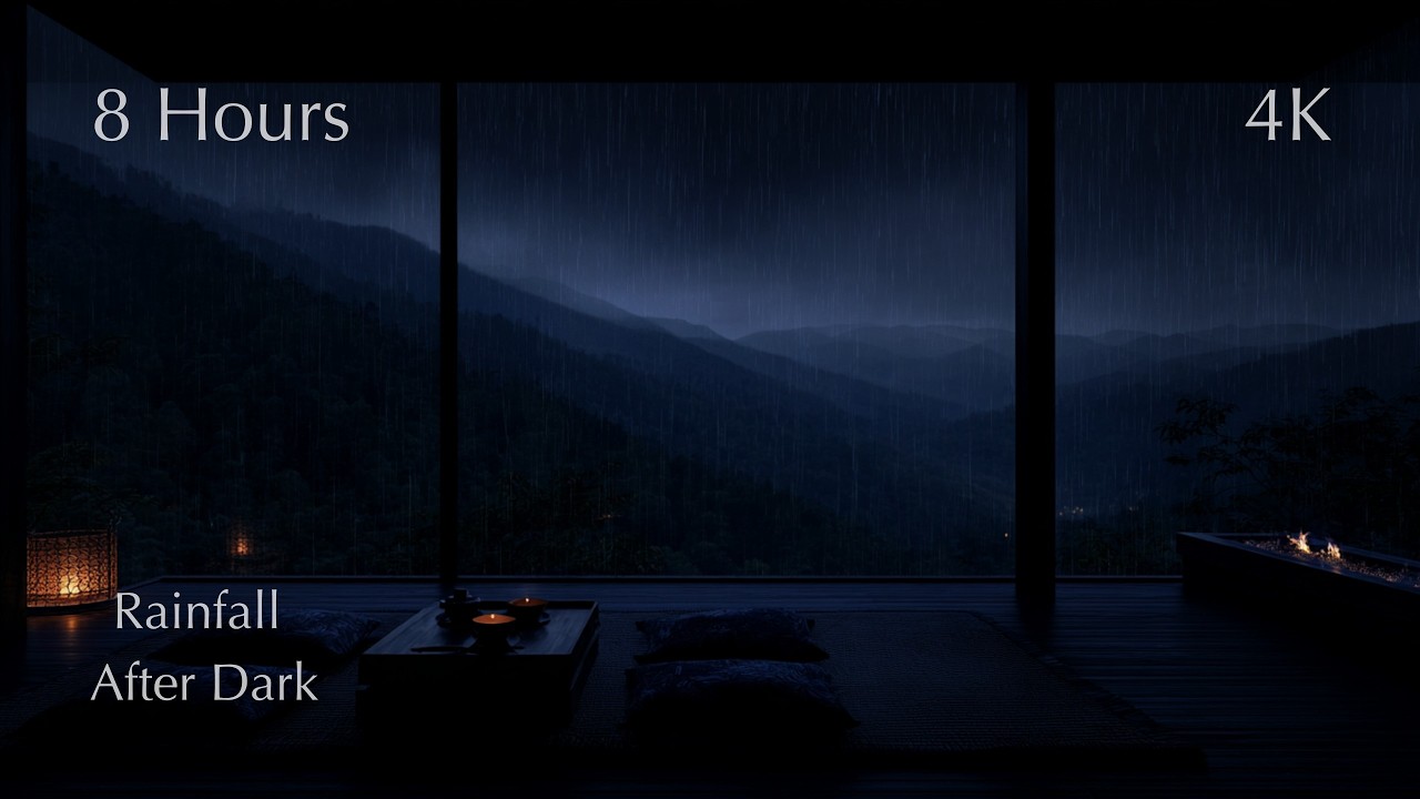 Heavy Rainfall After Dark (No Ads) | Misty Mountain Ambience for Deep Sleep
