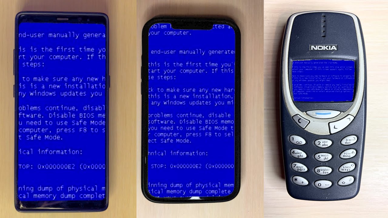 Windows error BSOD meme on 20 mobile devices