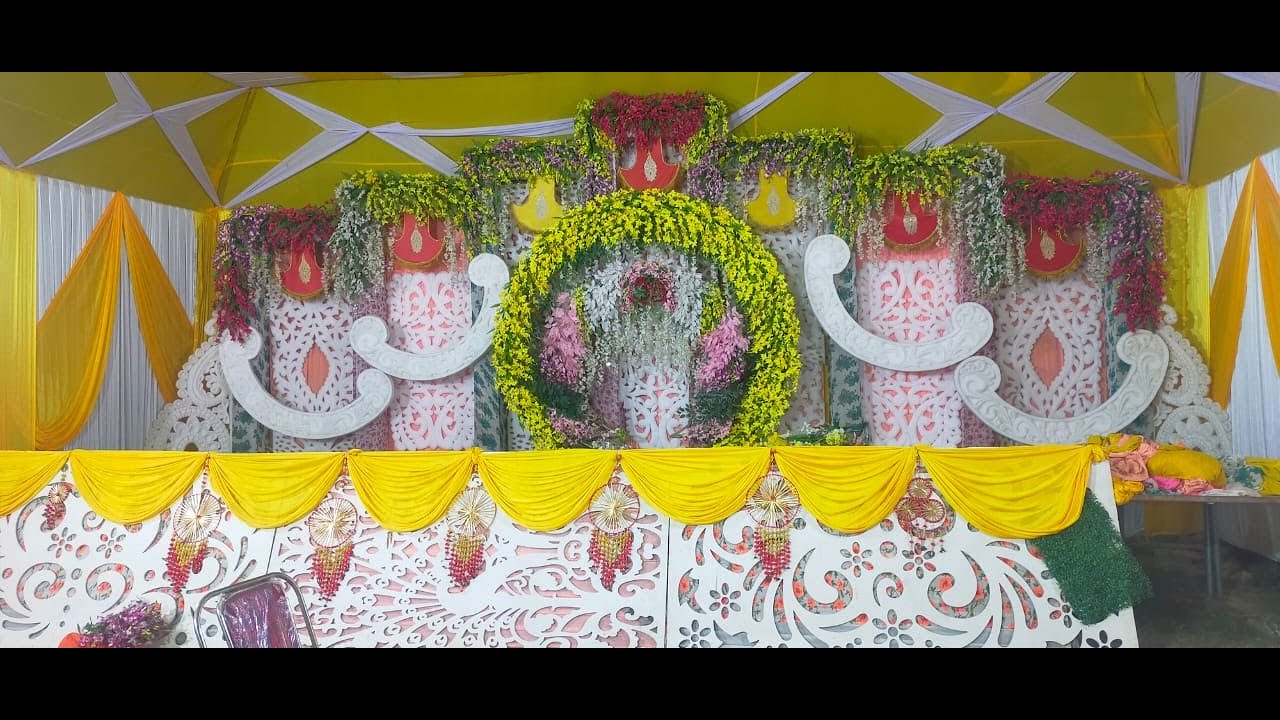 All details..28 by 12.. stage  Hitlon cutting model stage gate gallery flower decoration kaise karen