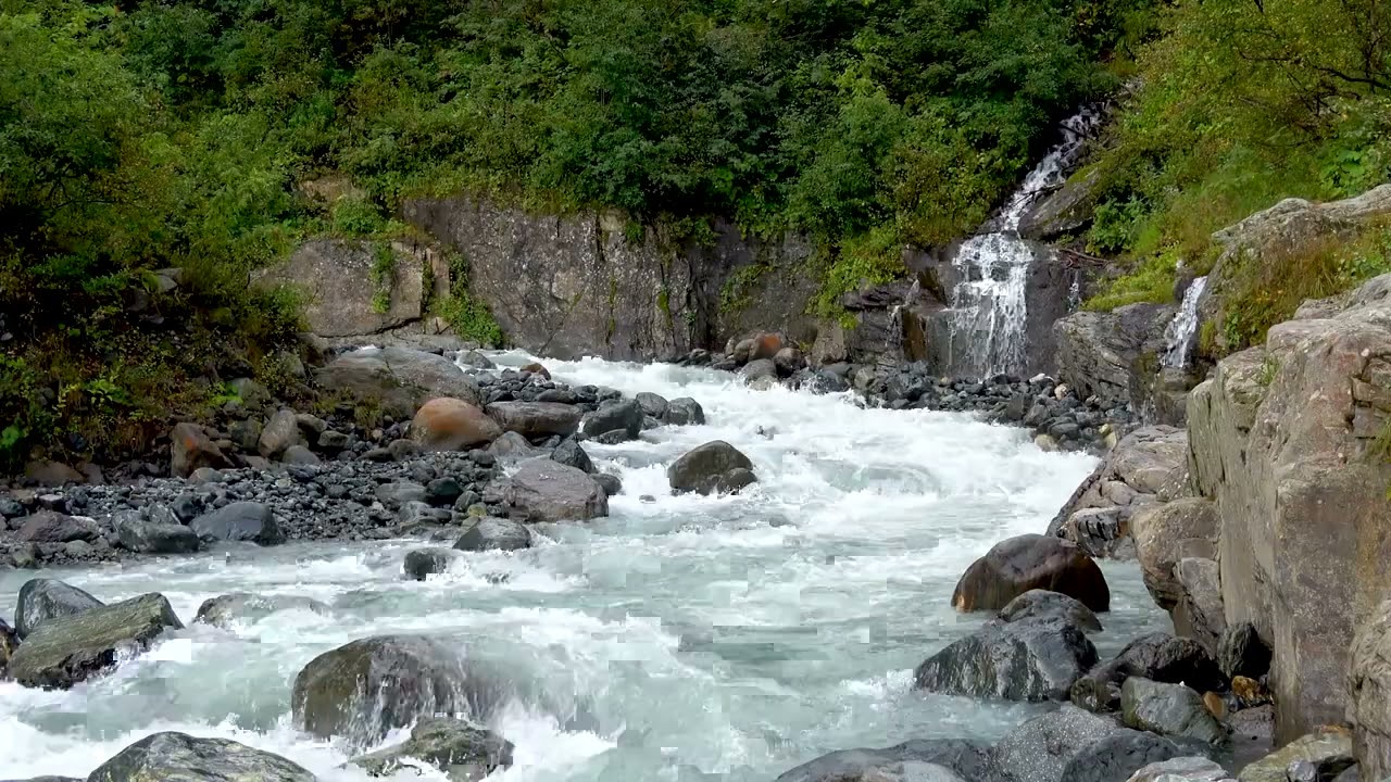 Calming Rocky Mountain River & Waterfall. Relaxing Nature Sounds. (10 Hours). White Noise for Sleep.