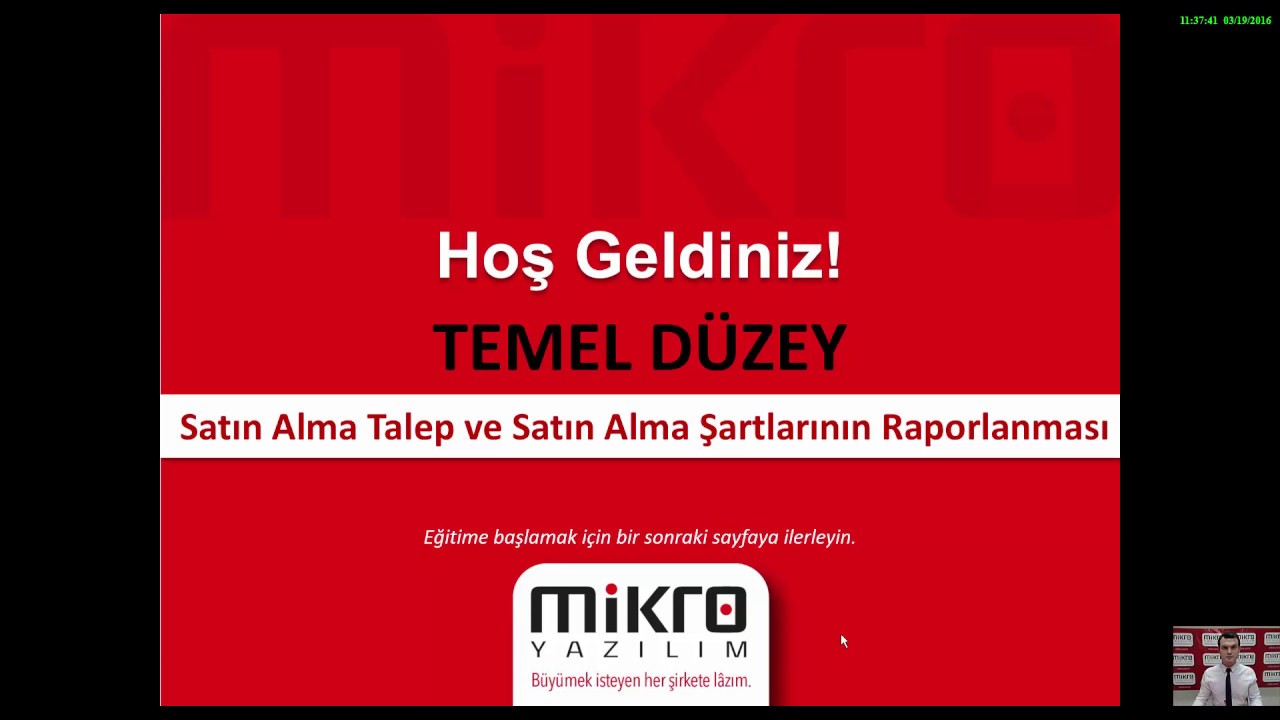 Mikro Yazılım Satın Alma Talep ve Satın Alma Şartlarının Raporlanması Eğitimi