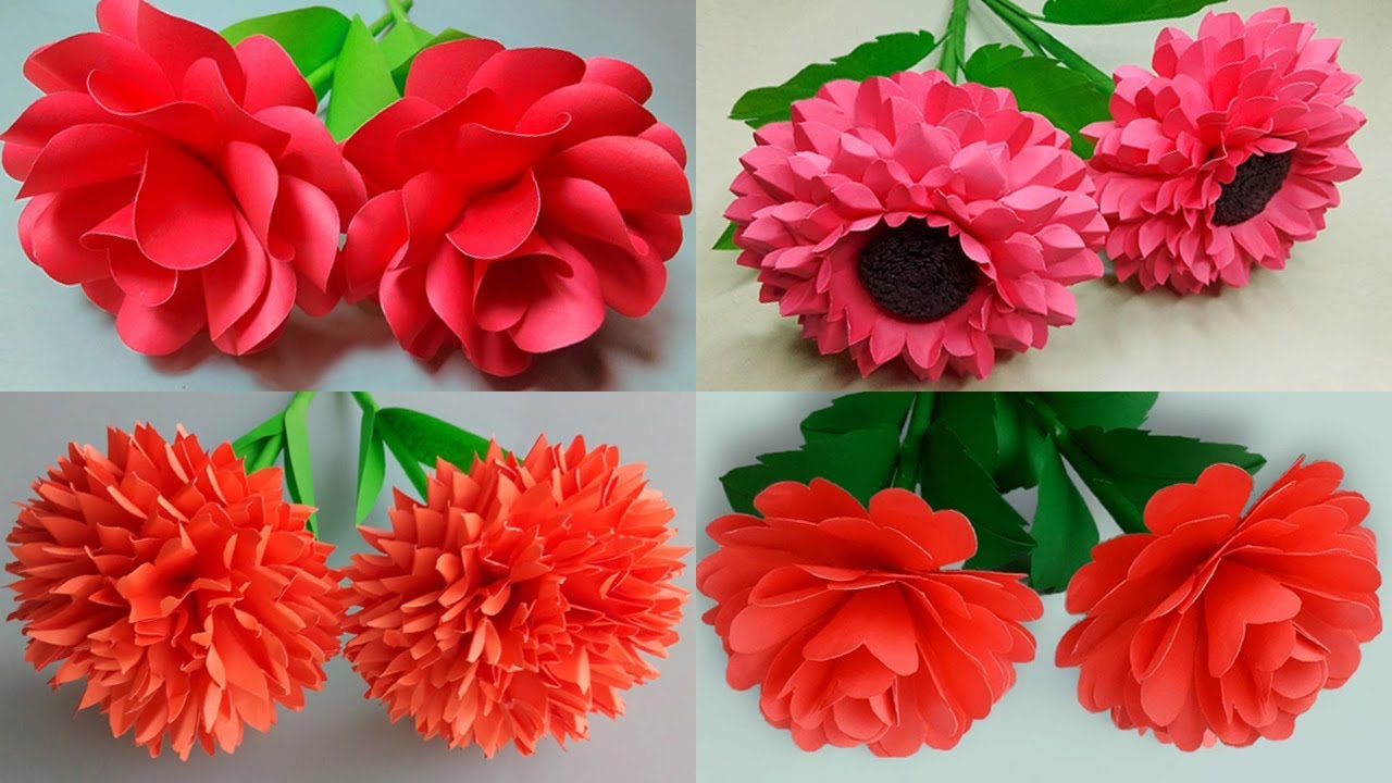 Best 4 Beautiful Paper Flower Making | Home Decor Ideas | Paper Crafts | Paper Flower | DIY
