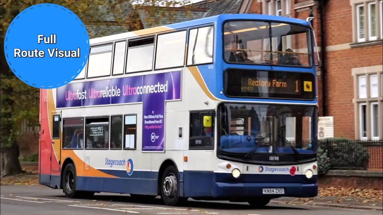 Stagecoach Northampton 1 Full Route Visual- Town Centre to Rectory Farm