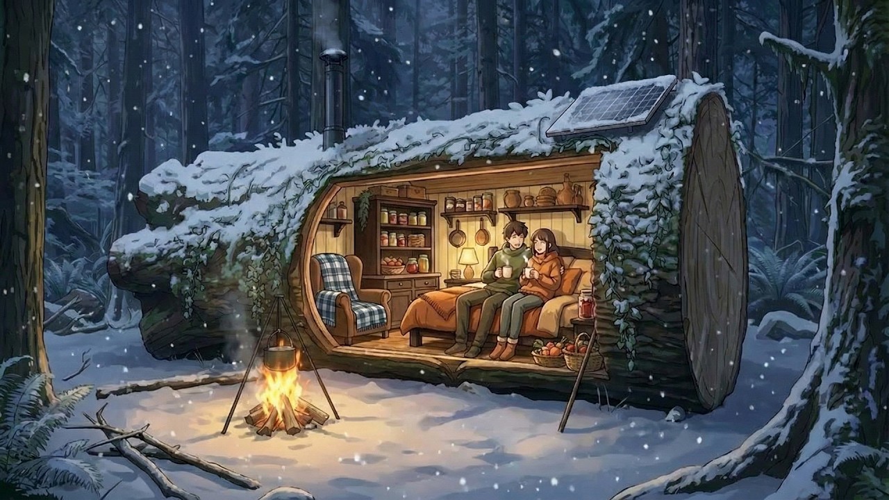Peaceful Winter Days: Living with Family Inside a Hollow Tree | Cooking ASMR | Ghibli-Style Video