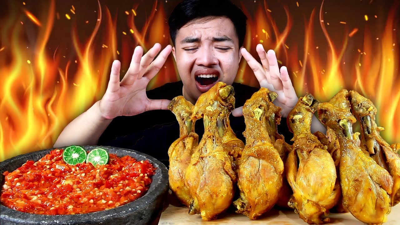 MUKBANG AYAM GORENG PEDAS SAMBEL COBEK | ASMR AYAM GORENG PEDAS